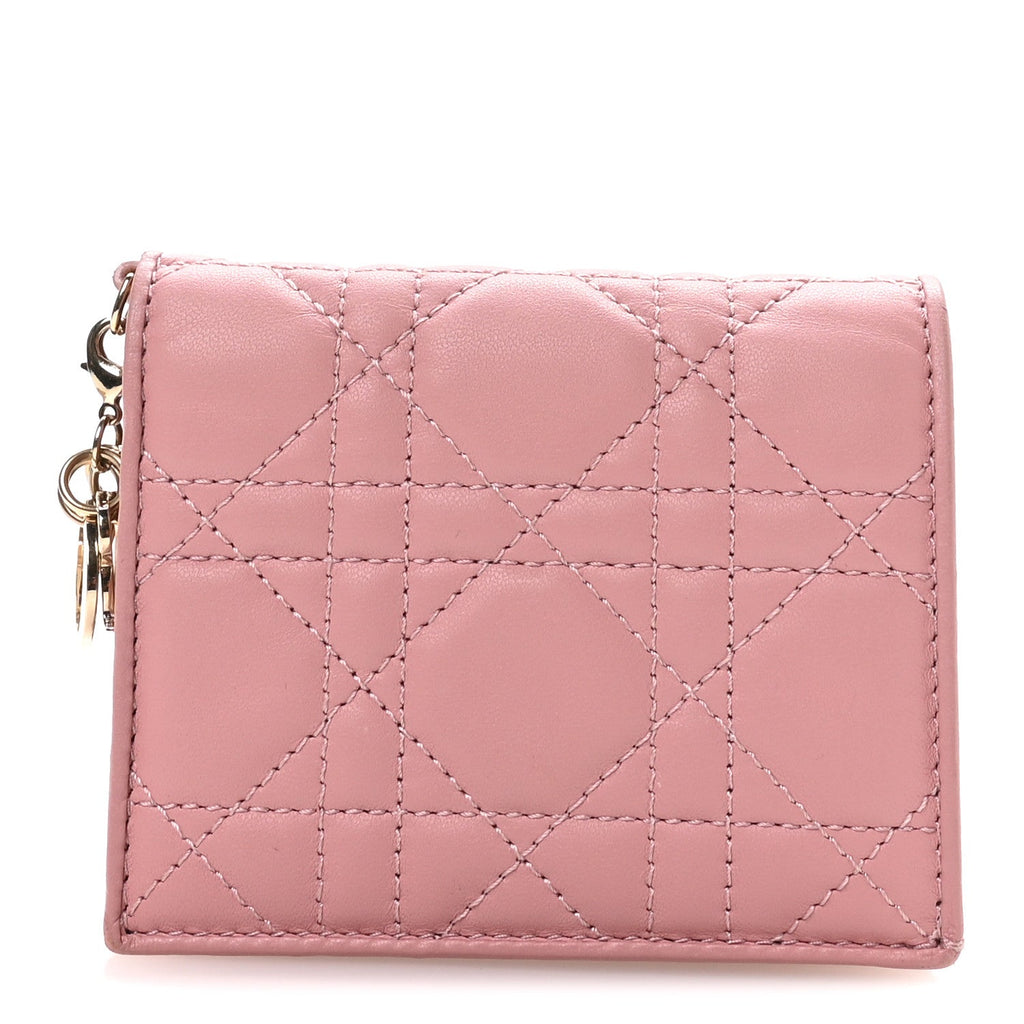 Lambskin Cannage Mini Lady Dior Wallet Pink