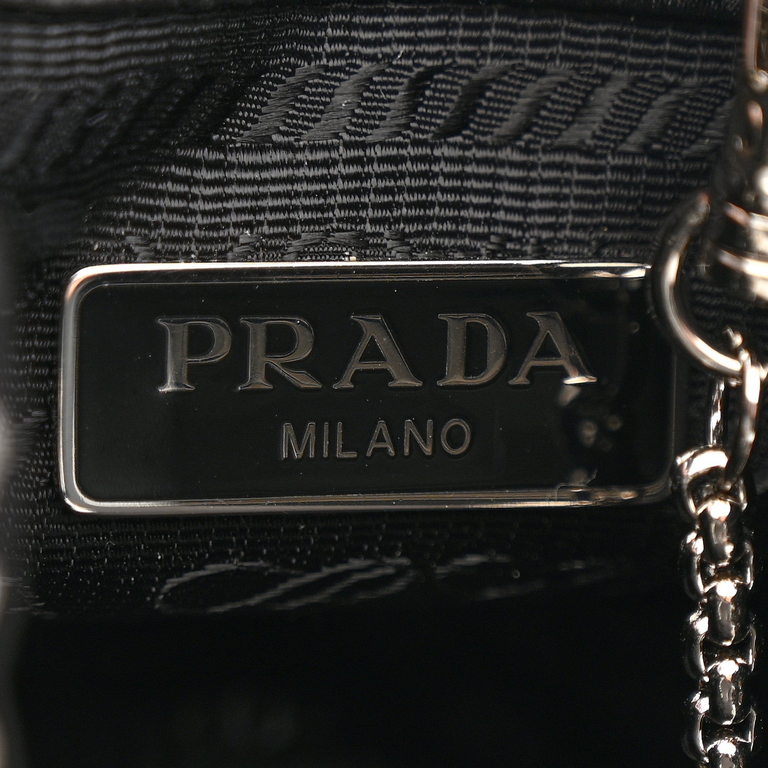 Satin Crystal Metal Triangle Logo Mini Drawcord Pouch Shoulder Bag Crystal