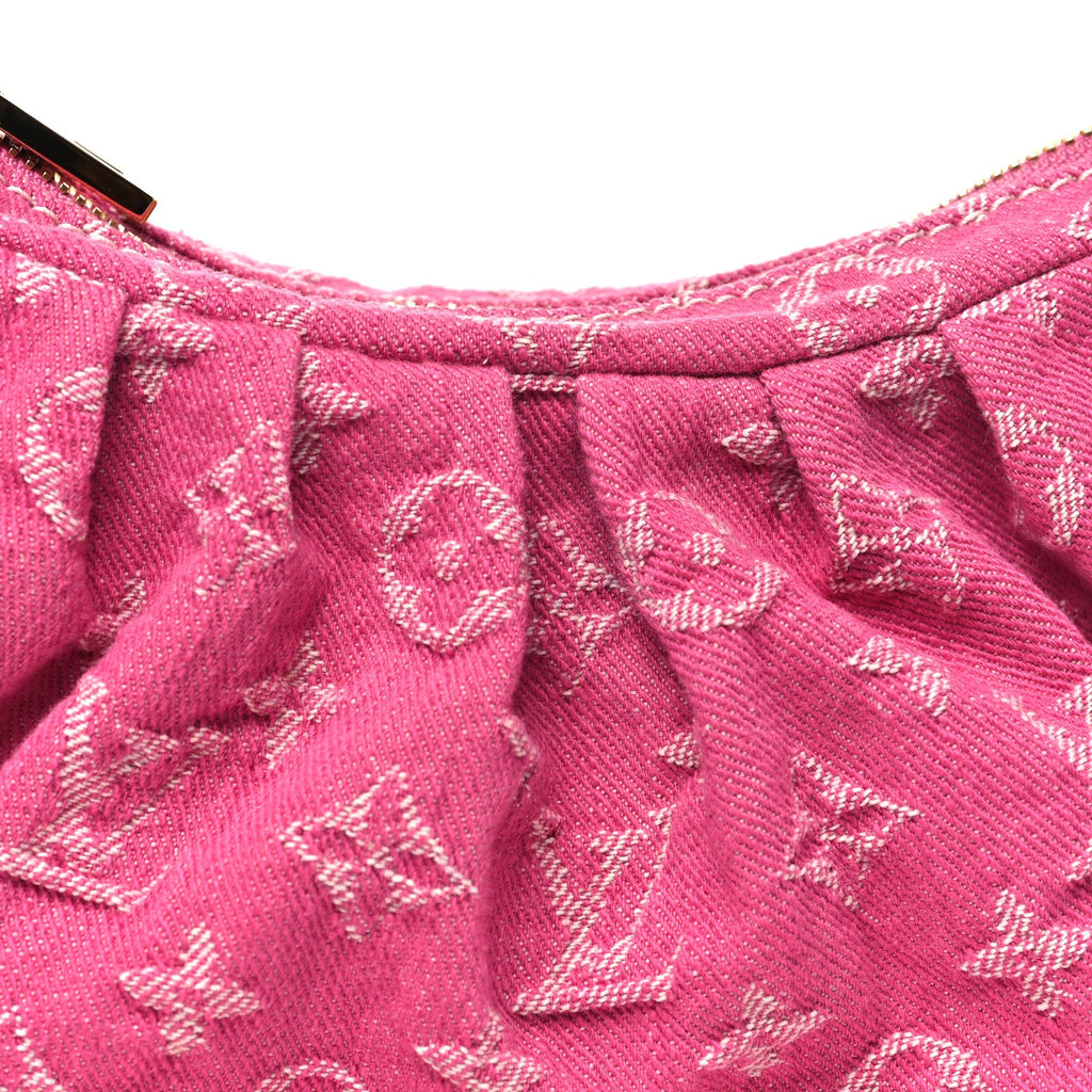 Monogram Denim Pochette Valley Fuchsia