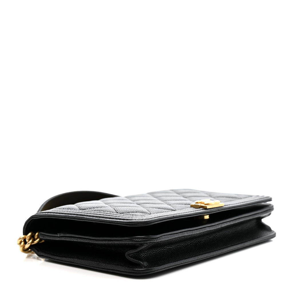 Caviar Quilted Boy Wallet On Chain WOC Black