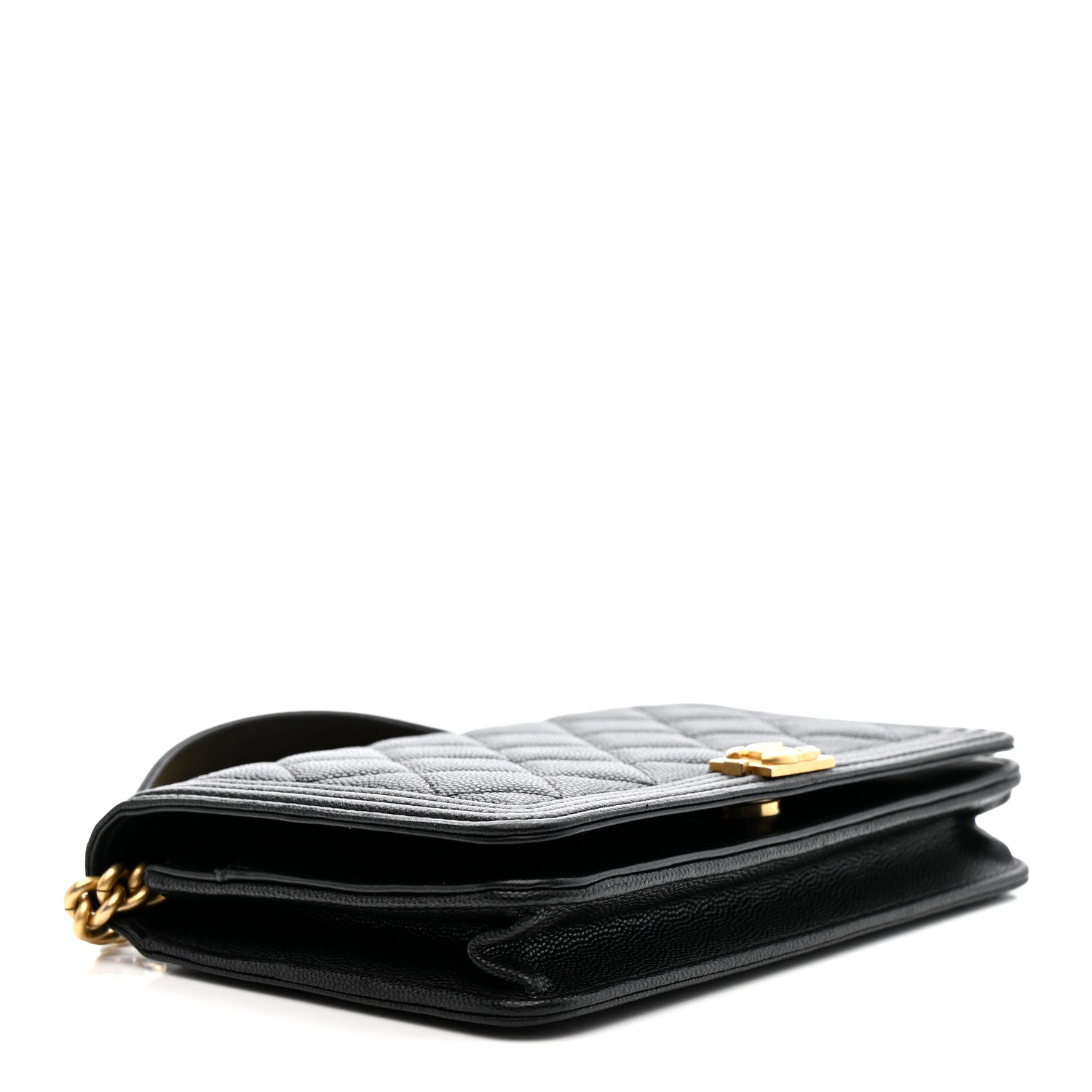 Caviar Quilted Boy Wallet On Chain WOC Black