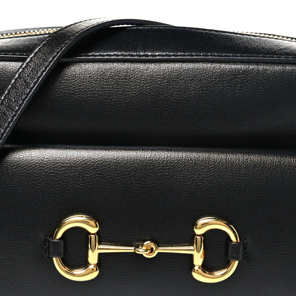 Textured Calfskin Small Horsebit 1955 Shoulder Bag Black
