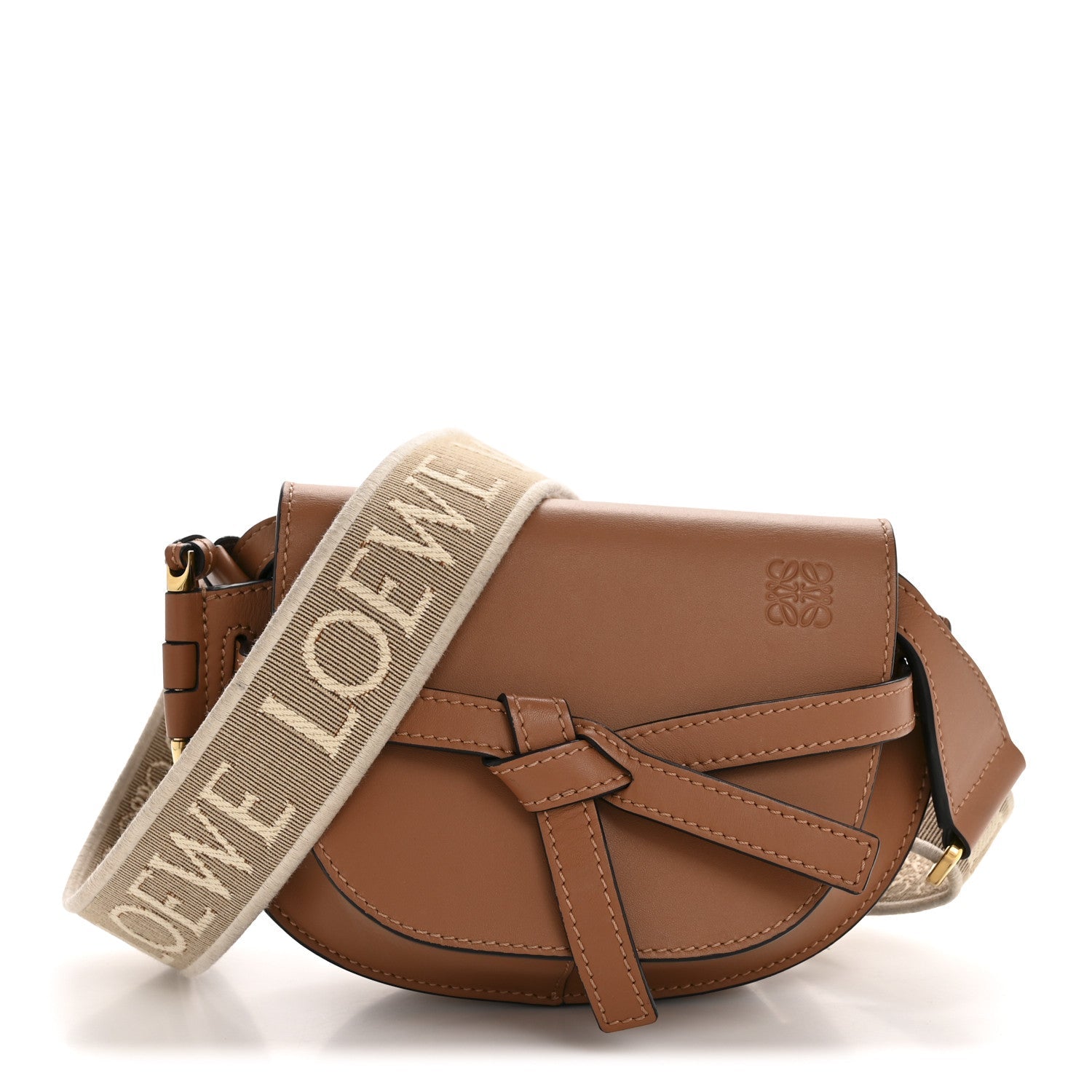 Calfskin Jacquard Mini Gate Dual Bag Tan