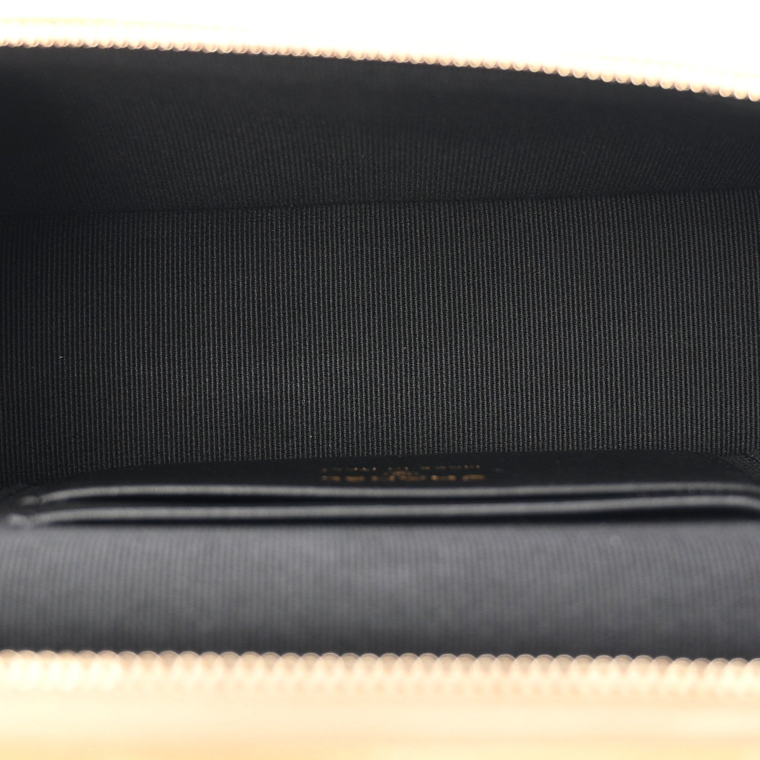 Suede Calfskin Shiny Lambskin Quilted Top Handle Slim Vanity Case With Chain Beige Black