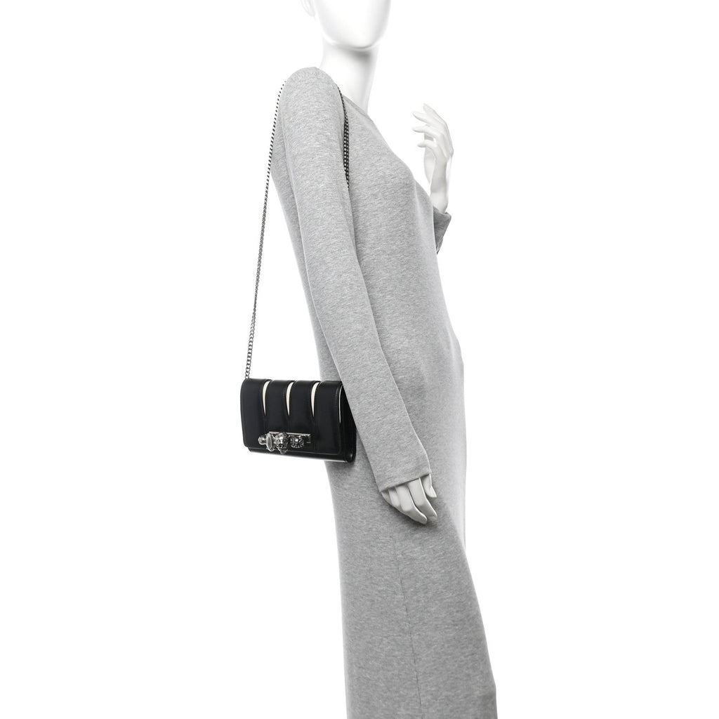 Calfskin Small Slash Bag Black White