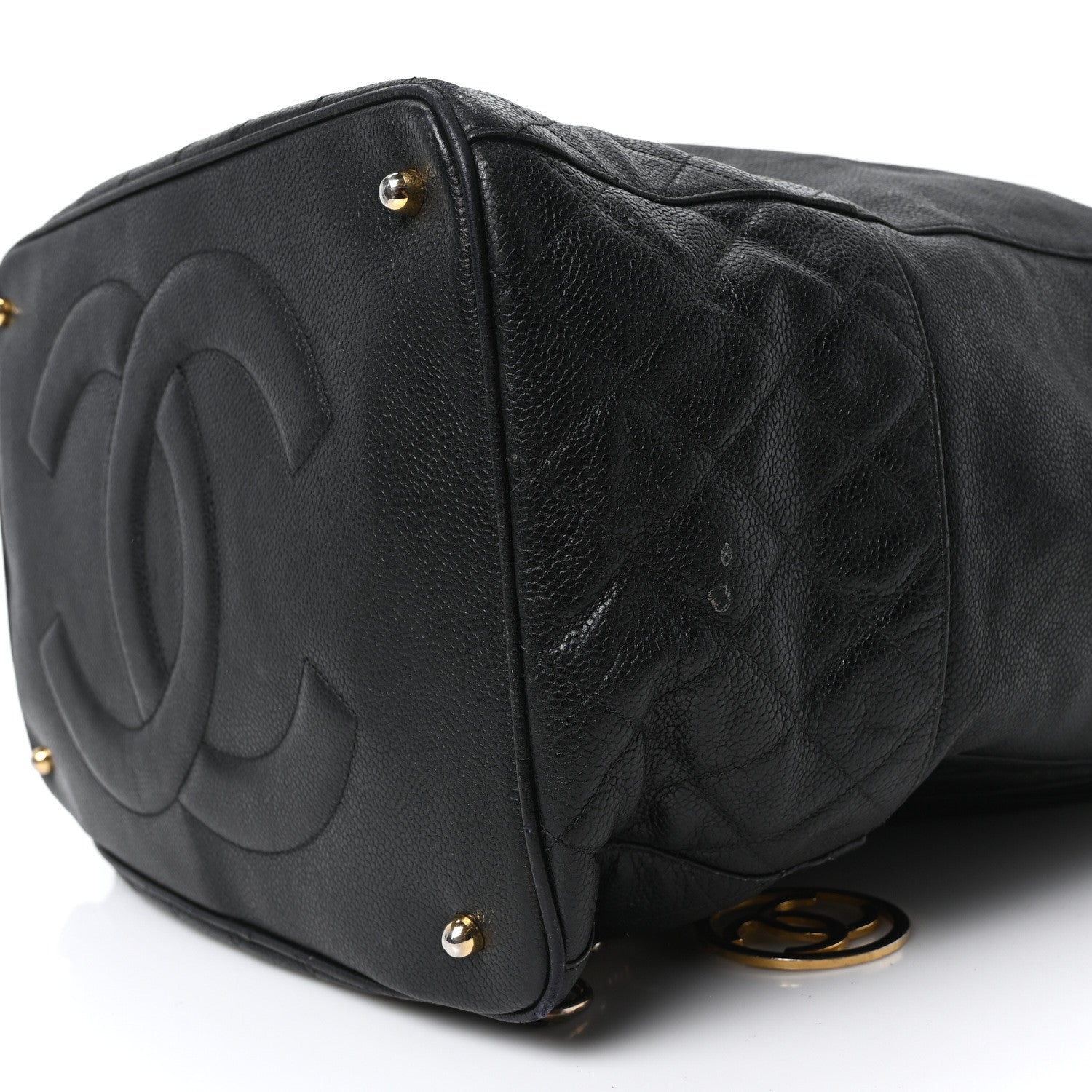 Caviar Quilted Drawstring Backpack Black