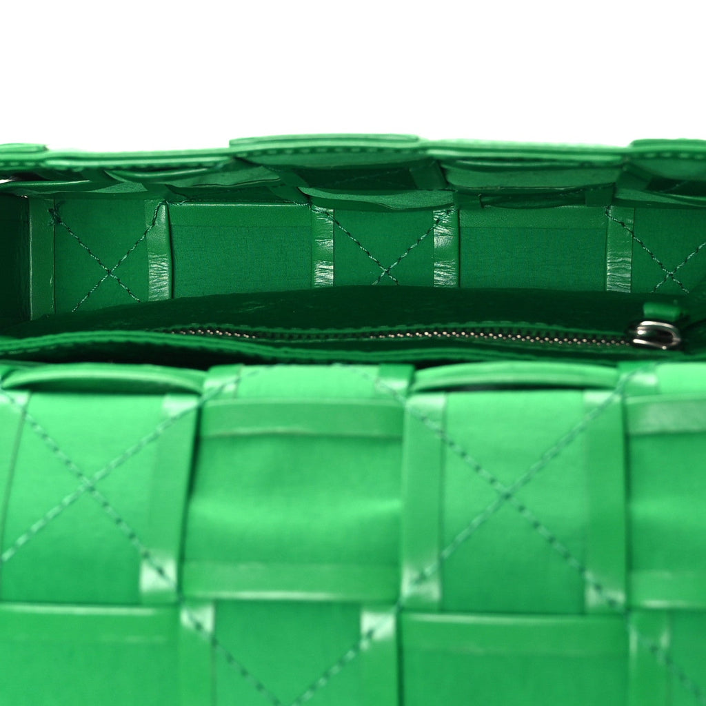 Paper Calfskin Maxi Intrecciato Small Cassette Crossbody Bag Grass