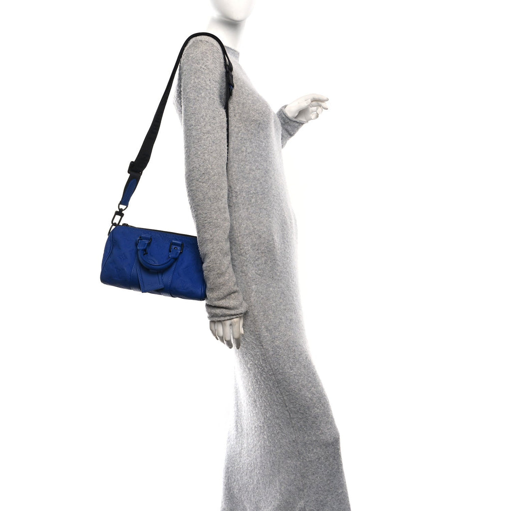 Monogram Taurillon Keepall Bandouliere 25 Racing Blue
