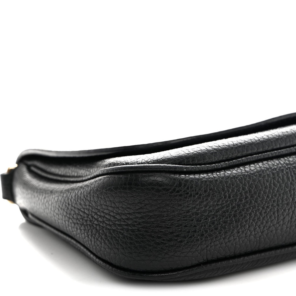 Pebbled Calfskin Medium Soho Flap Crossbody Black