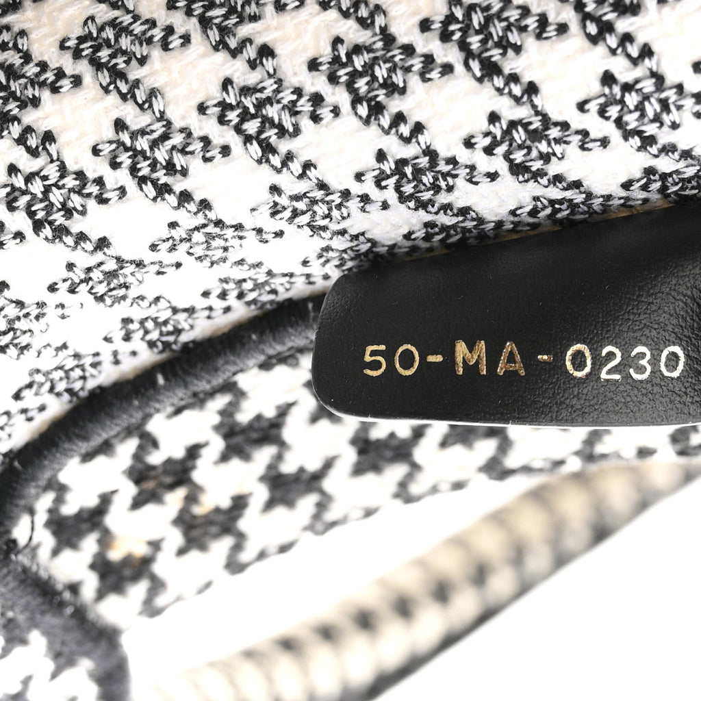 Canvas Houndstooth Embroidered Medium Book  Black White