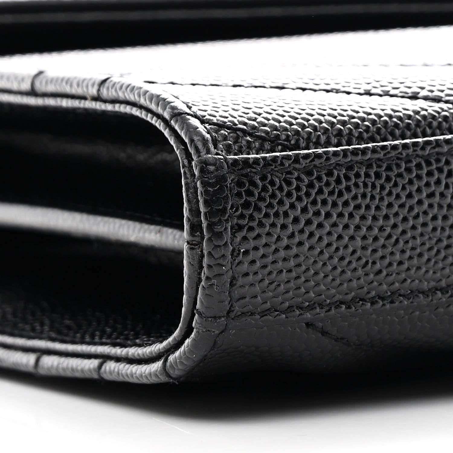Grain De Poudre Matelasse Chevron Monogram Chain Wallet Black