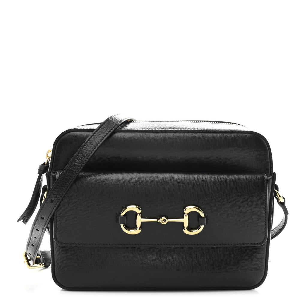 Textured Calfskin Small Horsebit 1955 Shoulder Bag Black
