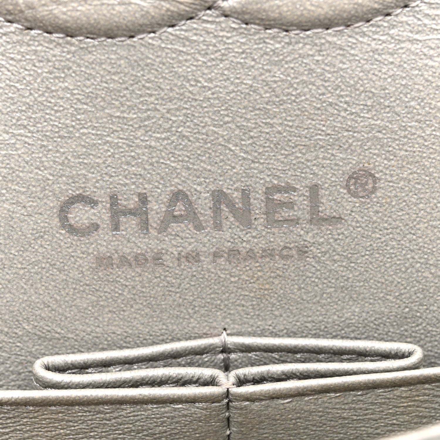Metallic Patent Crumpled Calfskin Chevron Quilted Medium Double Flap Silver