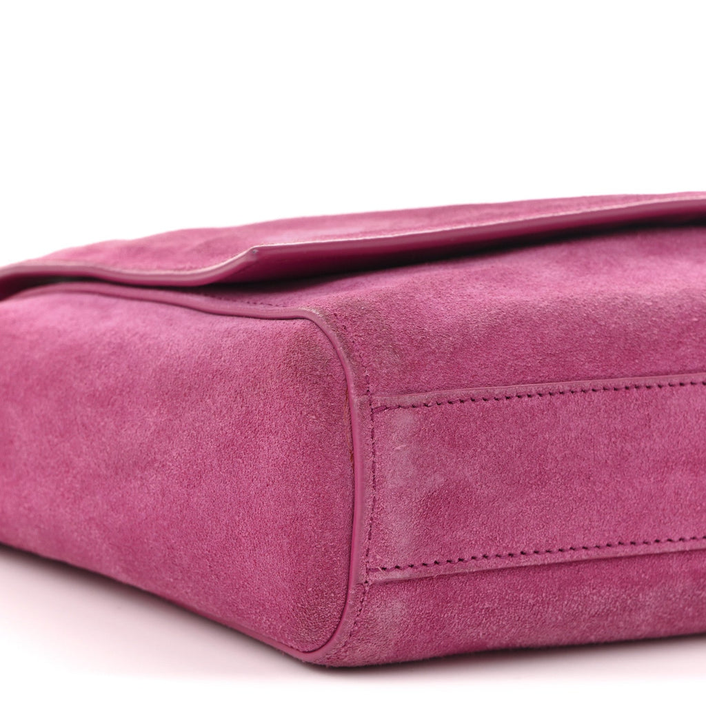 Smooth Calfskin Suede Medium Reversible Monogram Kate Satchel Rose Rubis