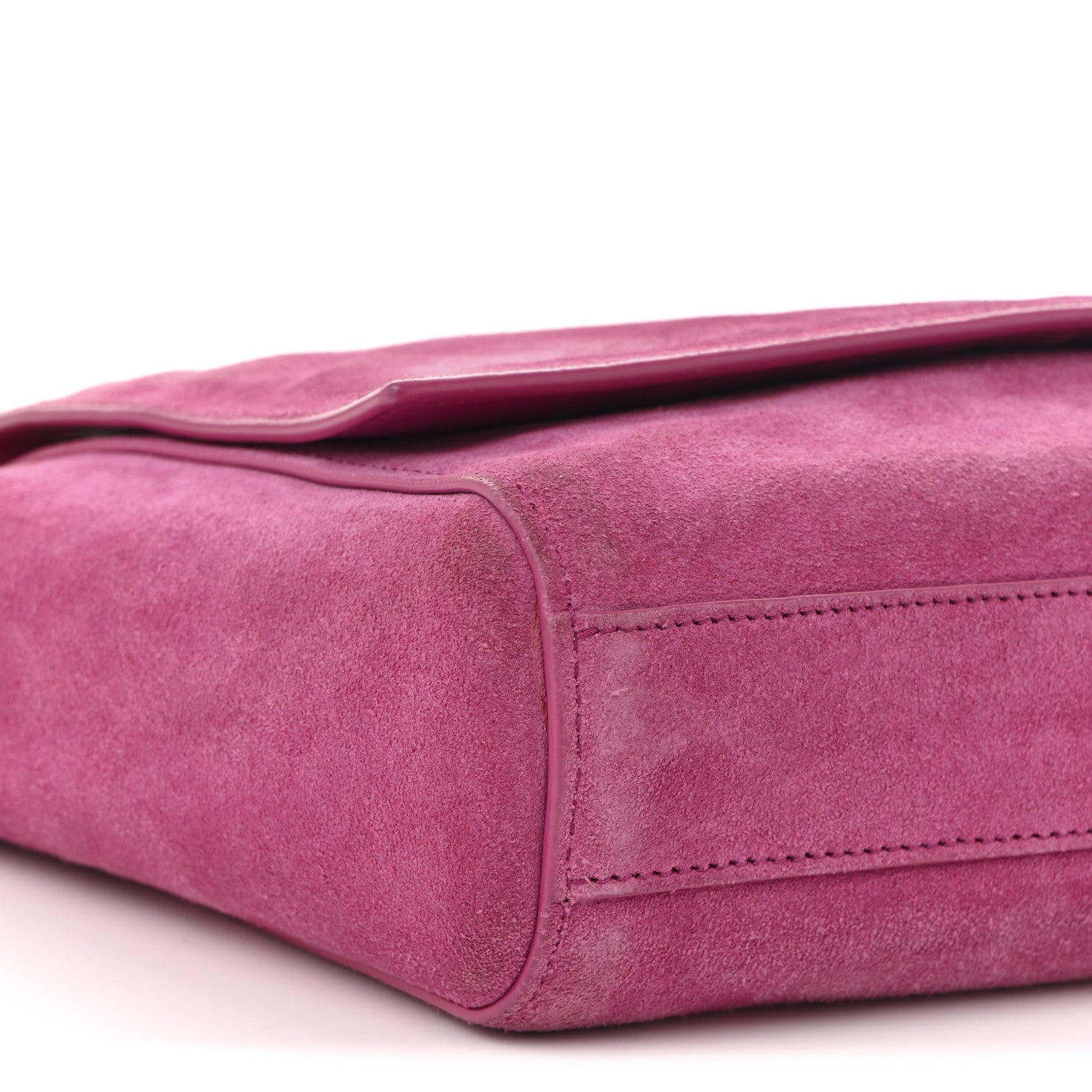 Smooth Calfskin Suede Medium Reversible Monogram Kate Satchel Rose Rubis