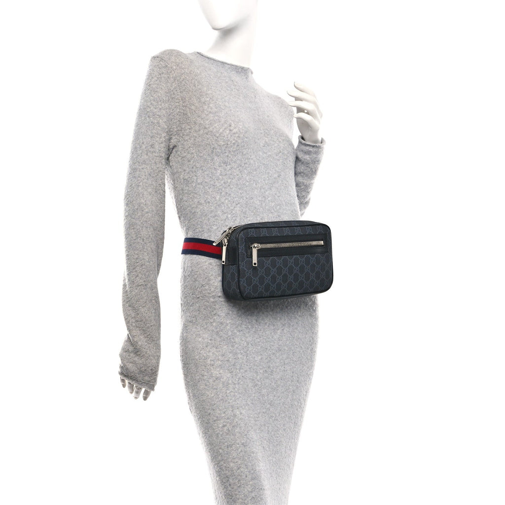Soft GG Supreme Monogram Web Belt Bag Black Grey
