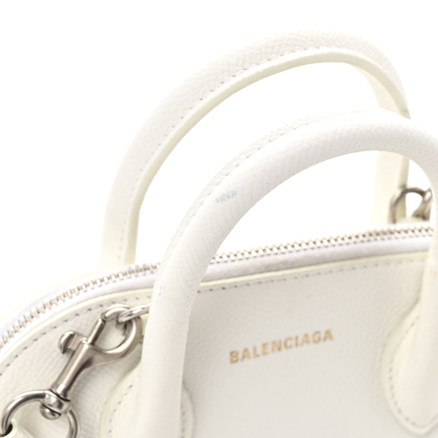 Grained Calfskin XXS Ville Top Handle Bag White Black