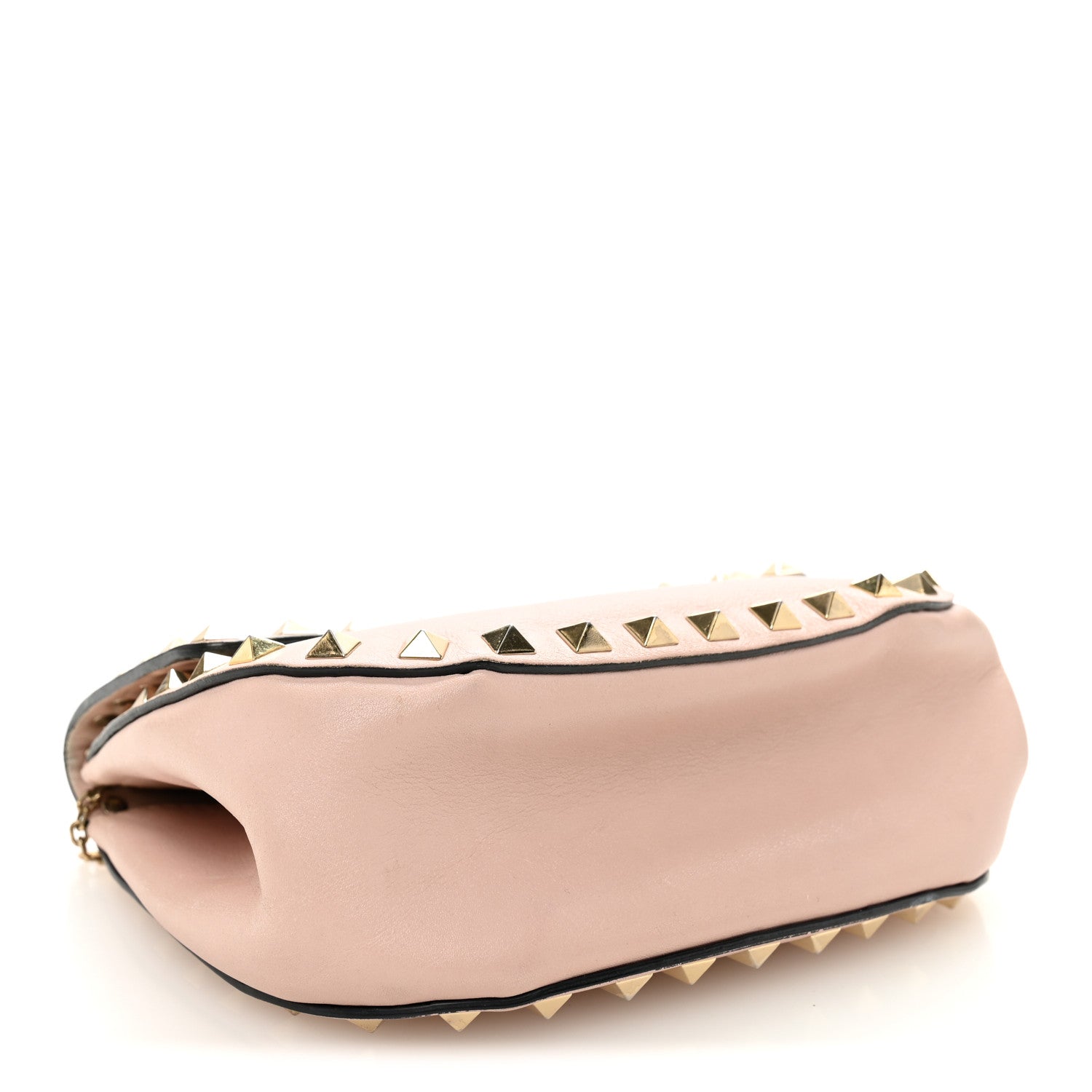 Calfskin Rockstud Crossbody Saddle Bag Water Rose