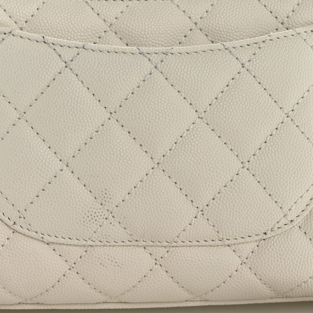 Caviar Quilted Mini Coco Handle Flap White