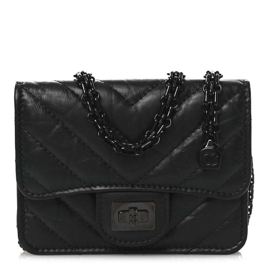Aged Calfskin Chevron Quilted Reissue Belt Bag So Black