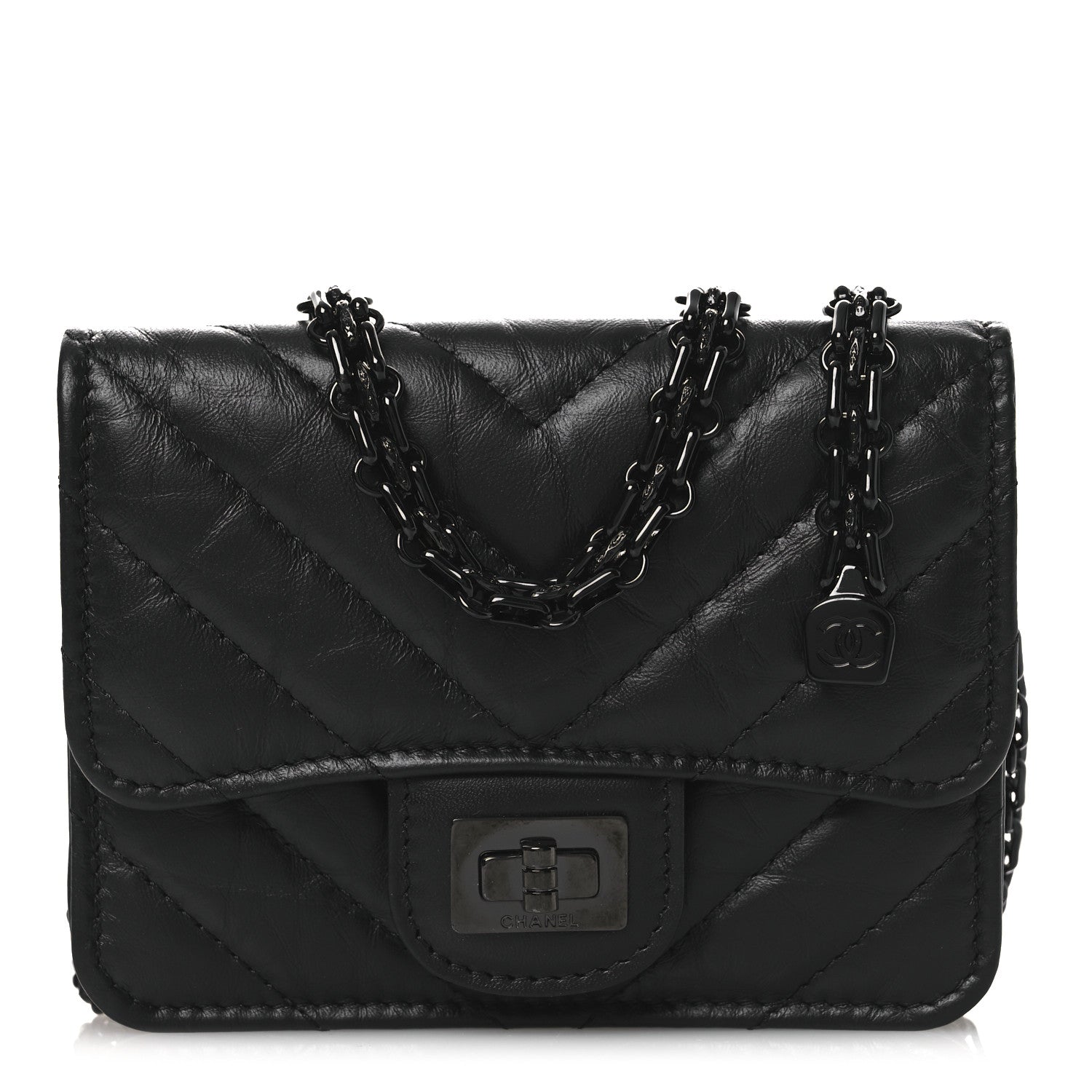 Aged Calfskin Chevron Quilted Reissue Belt Bag So Black