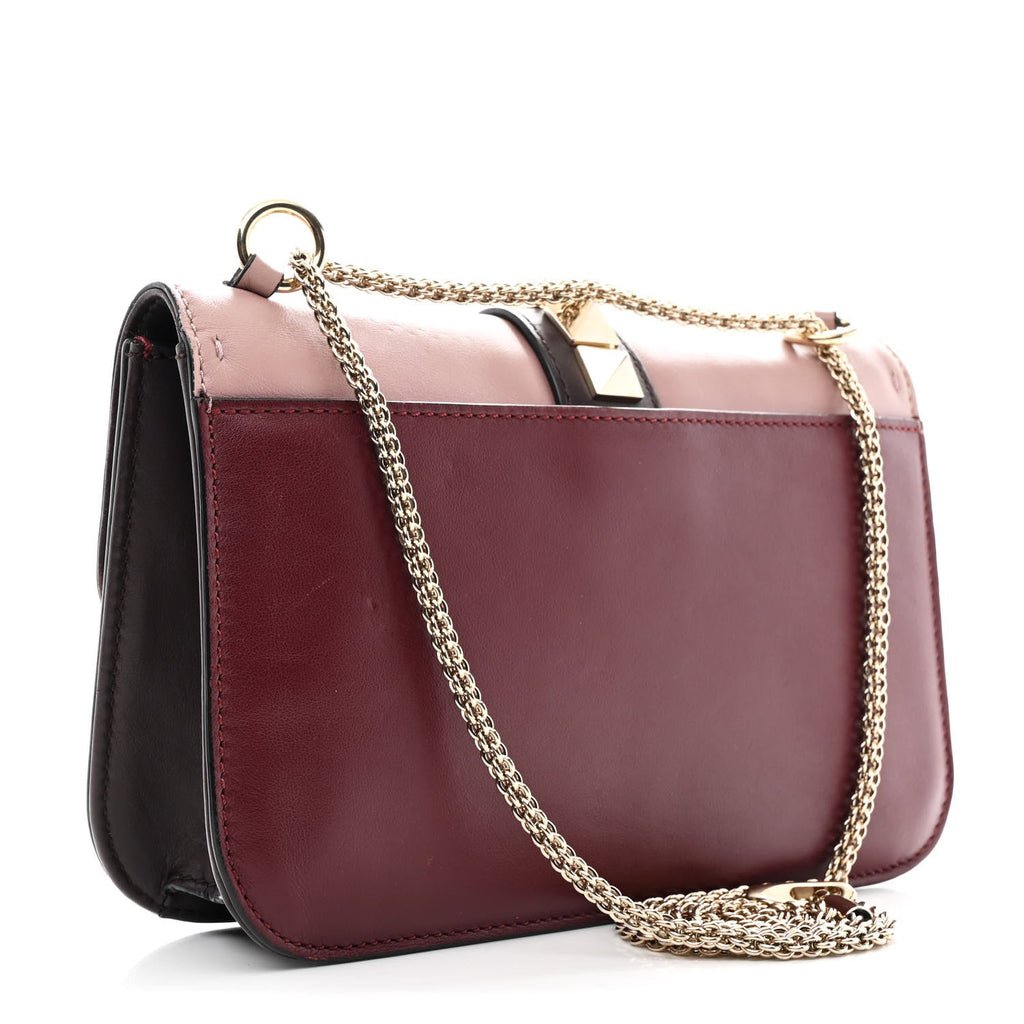 Vitello Tri-Color Medium Glam Lock Rockstud Flap Rubin Water Rose Marine