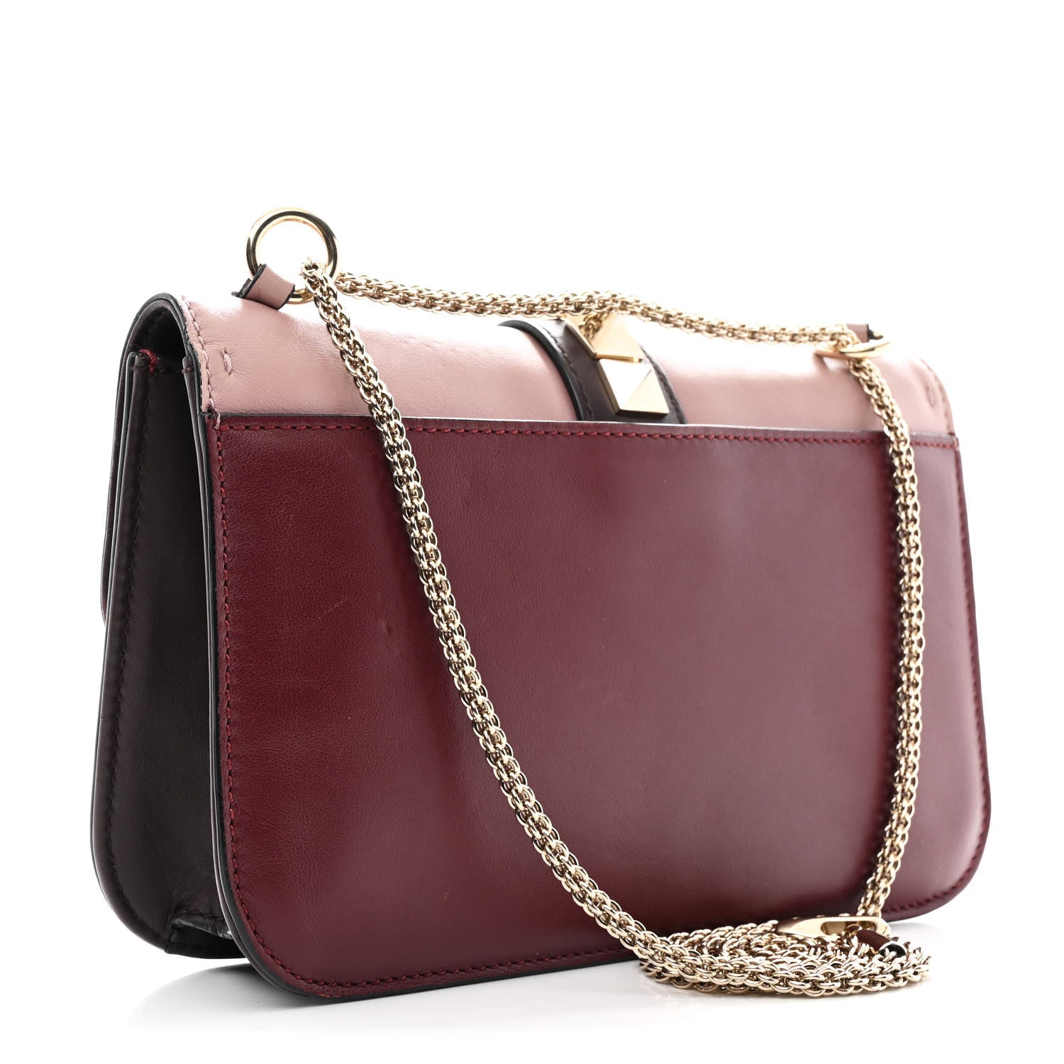 Vitello Tri-Color Medium Glam Lock Rockstud Flap Rubin Water Rose Marine
