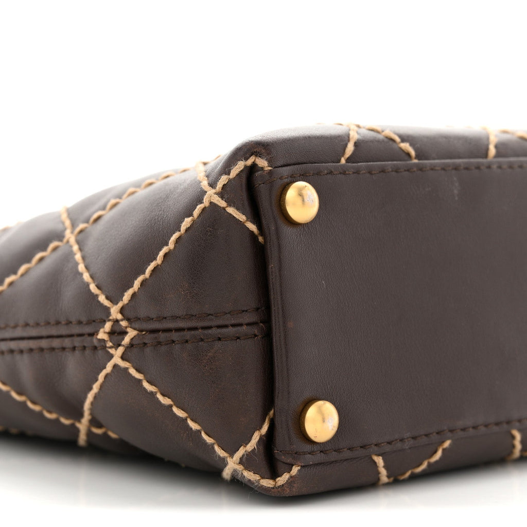 Calfskin Wild Stitch Tote Brown