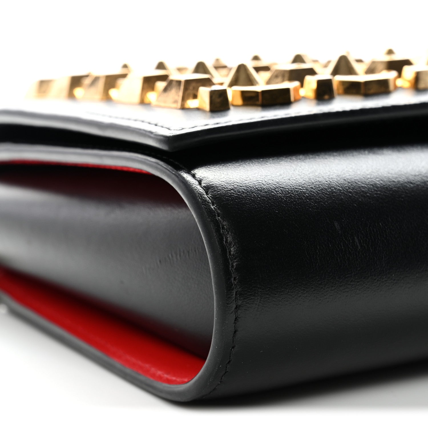 Calfskin Spikes Empire Paloma Clutch Black