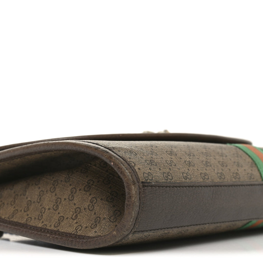 Mini Vintage GG Supreme Monogram Web Medium Rajah Slim Flap Shoulder Bag Beige New Acero