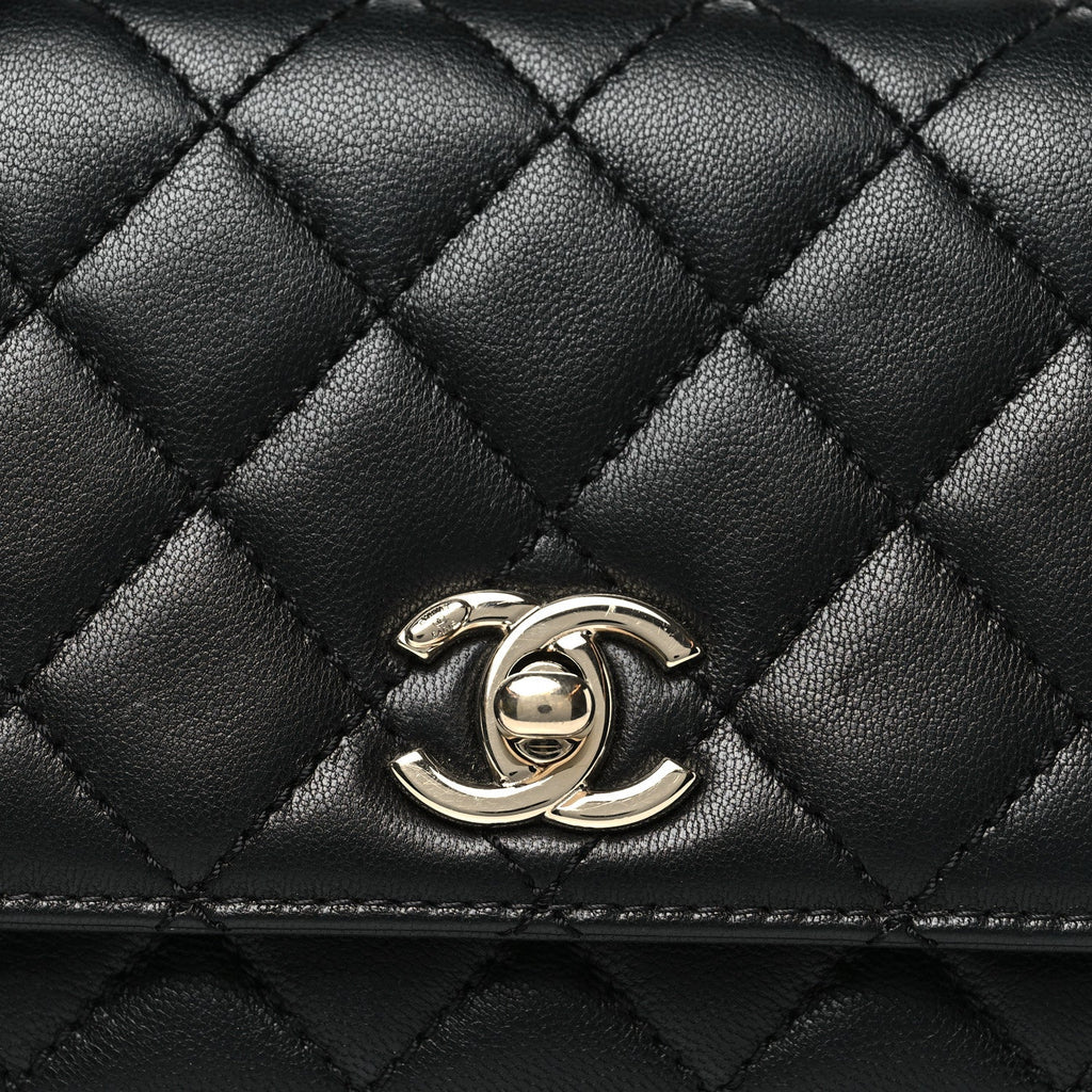 Goatskin Quilted Rainbow Extra Mini Coco Handle Flap Black