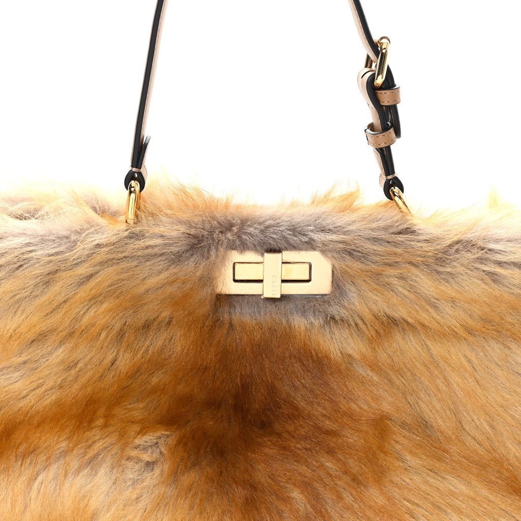Shearling Suede Large Soft Peekaboo Beige