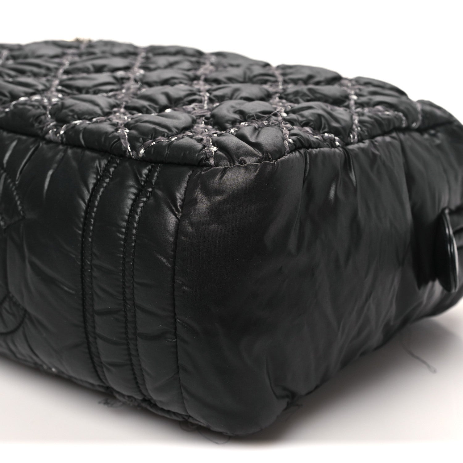 Nylon Quilted Tweed Stitch Bubble Camera Case Black