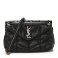 Lambskin Quilted Small Loulou Puffer Monogram Chain Satchel Black