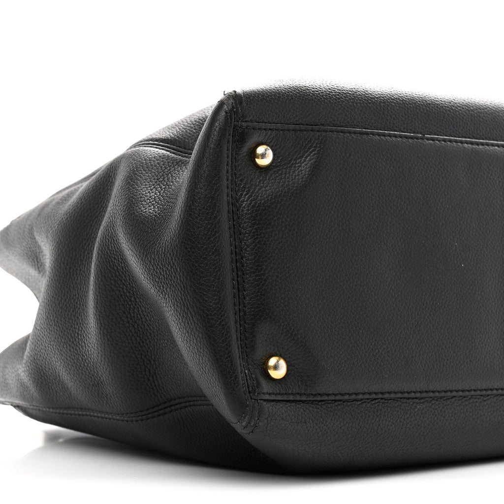 Calfskin Cerf Executive Shopper Tote Black