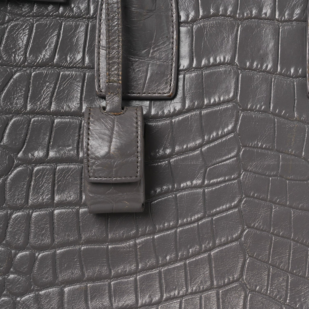 Calfskin Crocodile Embossed Small Sac de Jour Fog