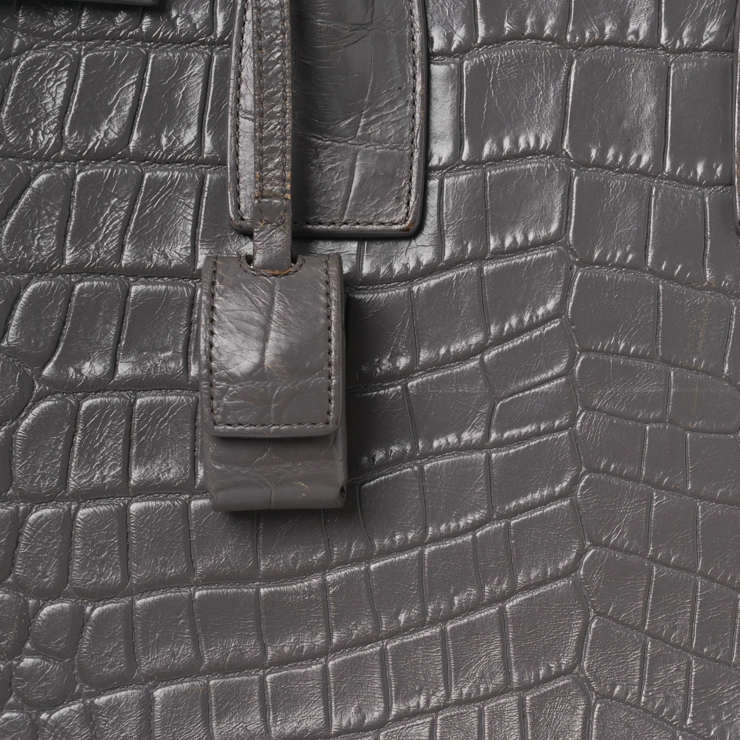 Calfskin Crocodile Embossed Small Sac de Jour Fog
