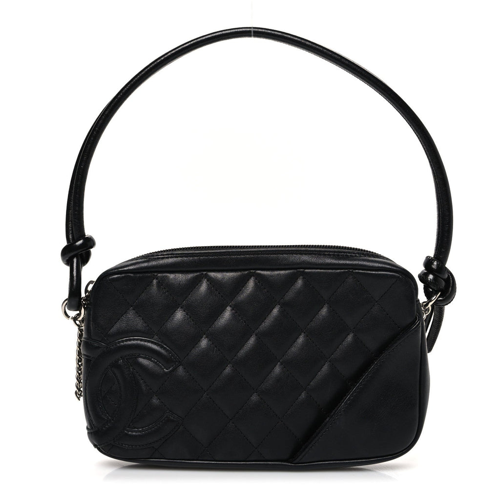 Calfskin Quilted Cambon Pochette Black