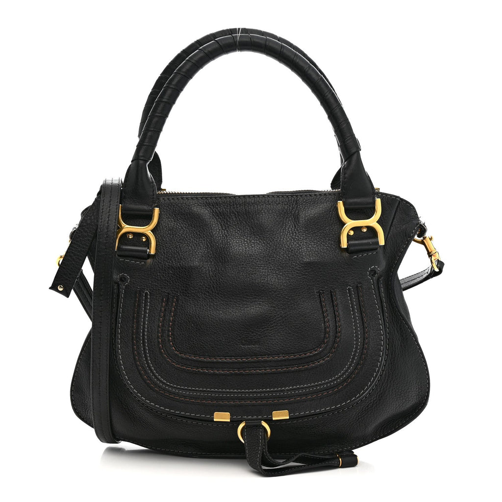 Calfskin Medium Marcie Satchel Black