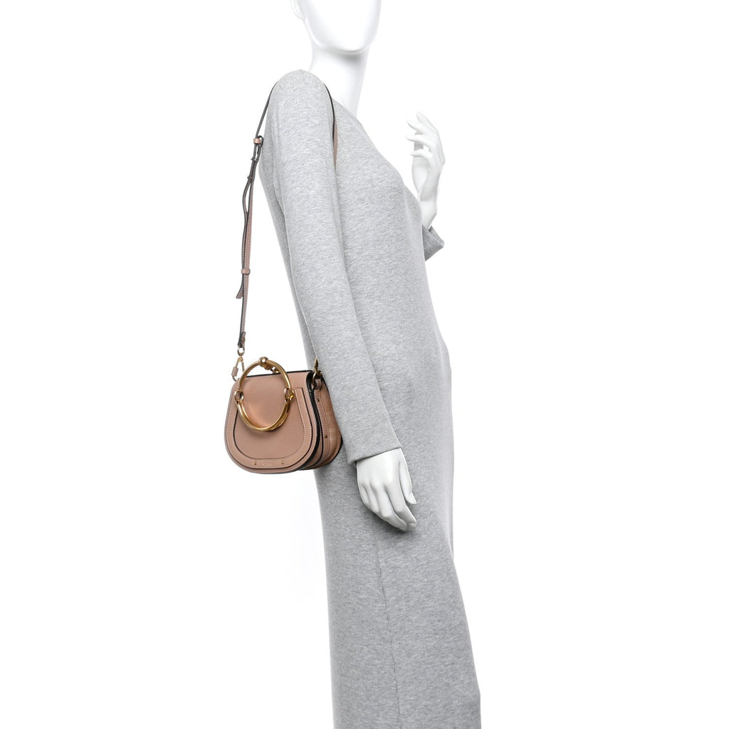 Calfskin Suede Small Nile Bracelet Bag Biscotti Beige
