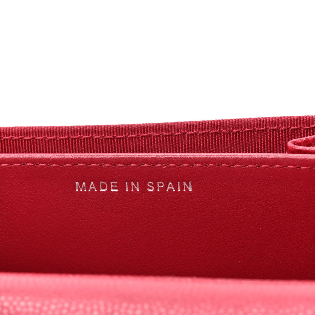 Caviar Quilted Flap  Holder Wallet Red