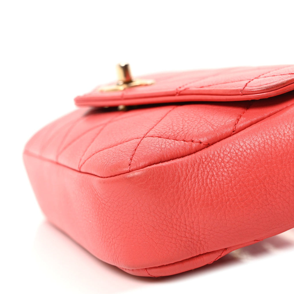 Calfskin Quilted Flap Waist Bag Red