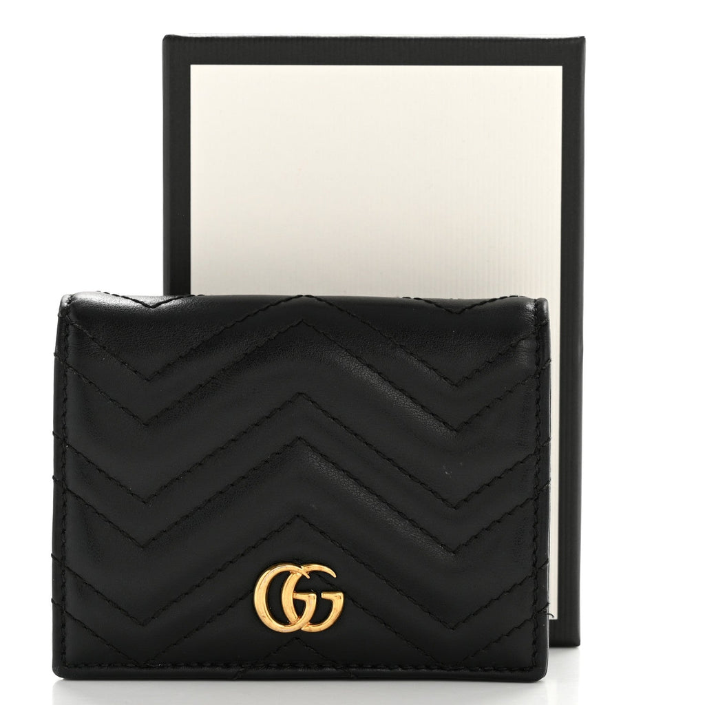 Calfskin Matelasse GG Marmont  Case Wallet Black