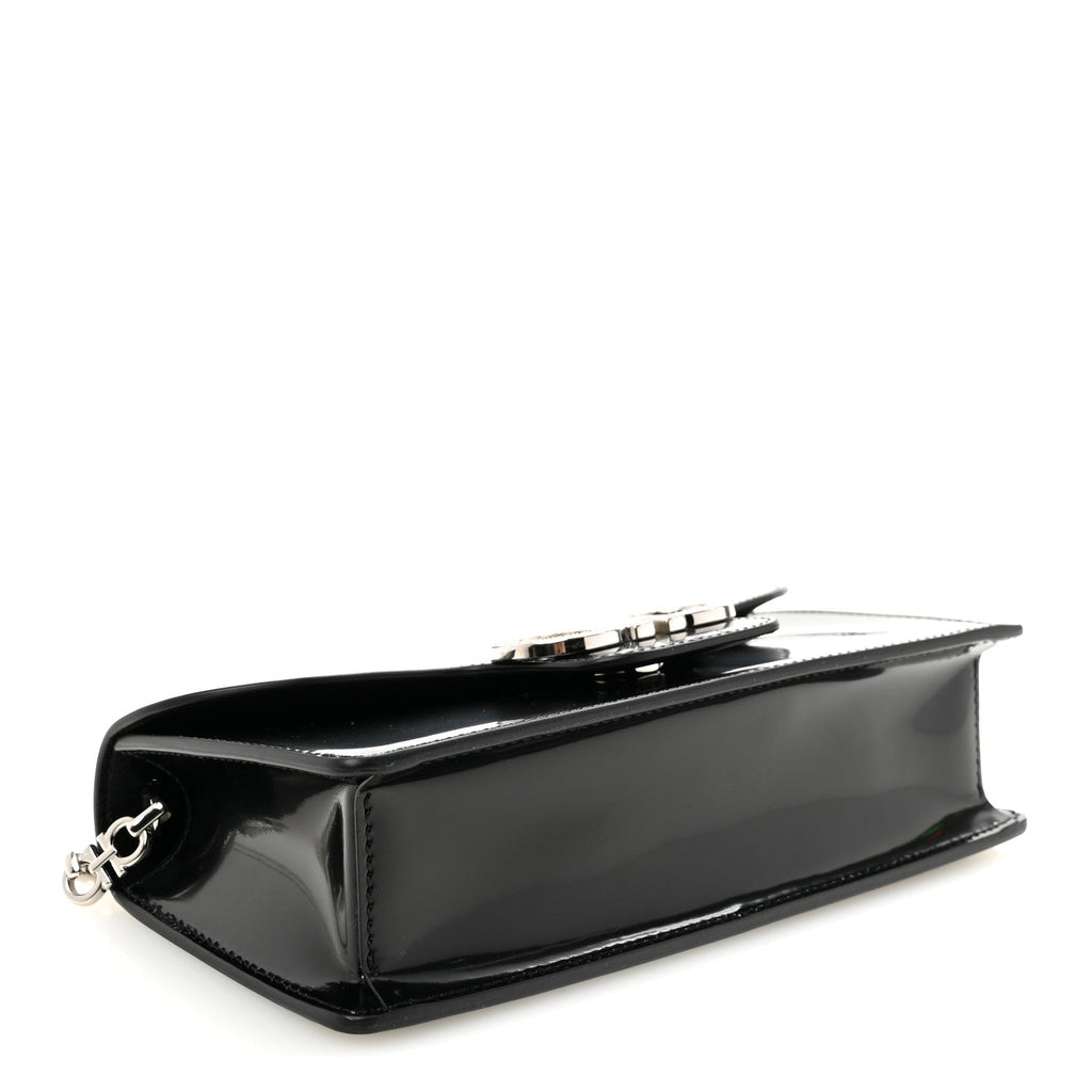Calfskin Crystal Double Gancini Mini Bag Black