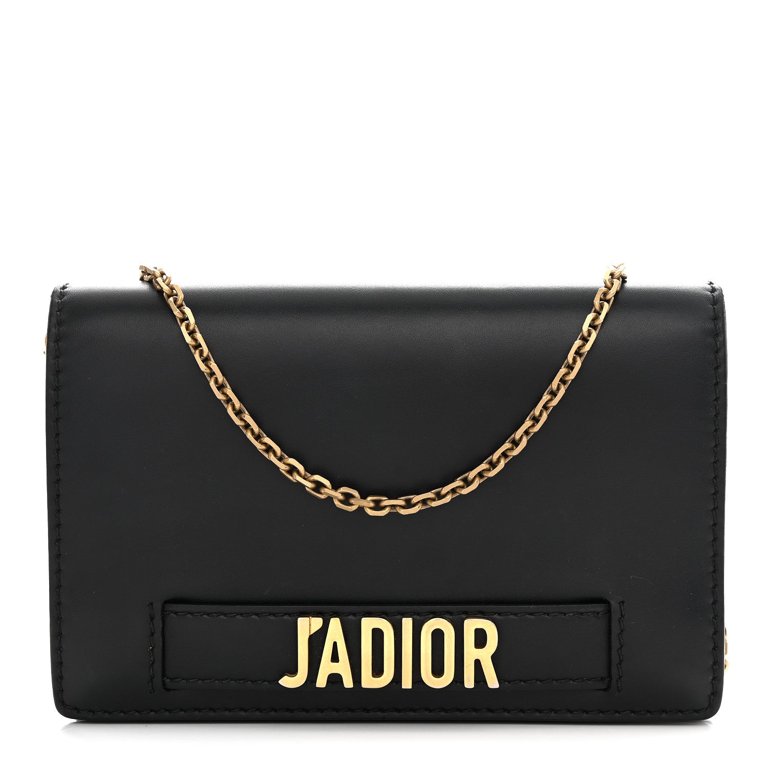 Calfskin J'Adior Wallet on Chain Pouch Black