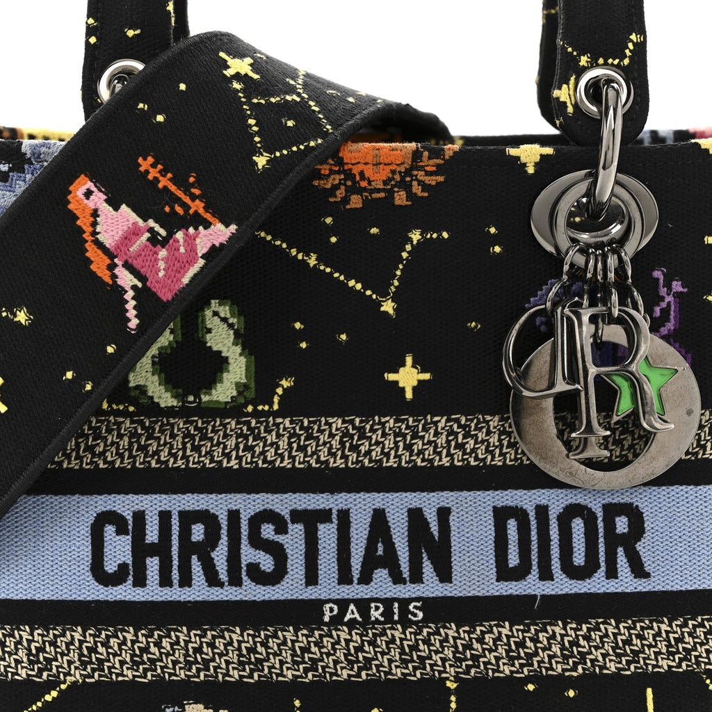 Canvas Pixel Zodiac Embroidered Medium Lady D-Lite Nero Multicolor