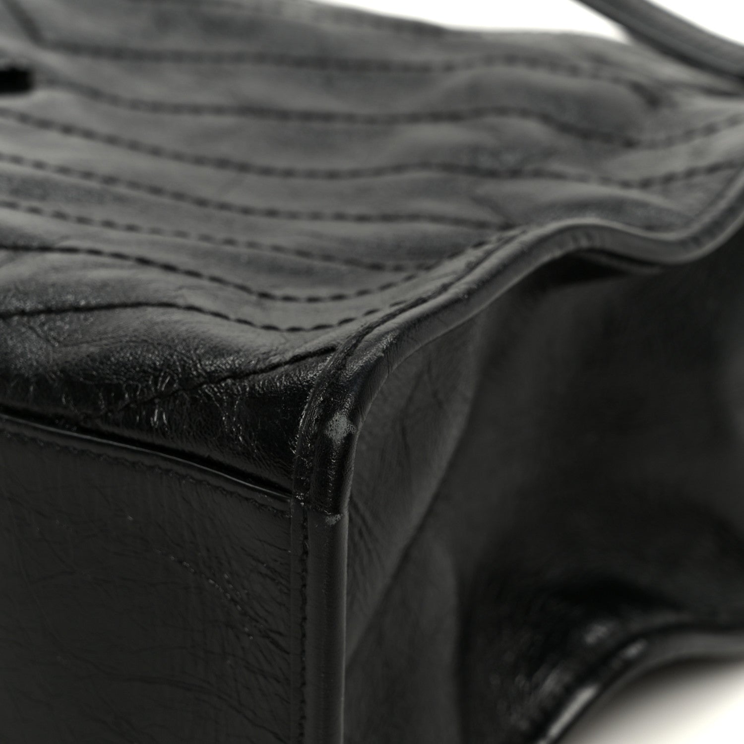 Crinkled Calfskin Matelasse Monogram Large Niki Shopper Tote Black