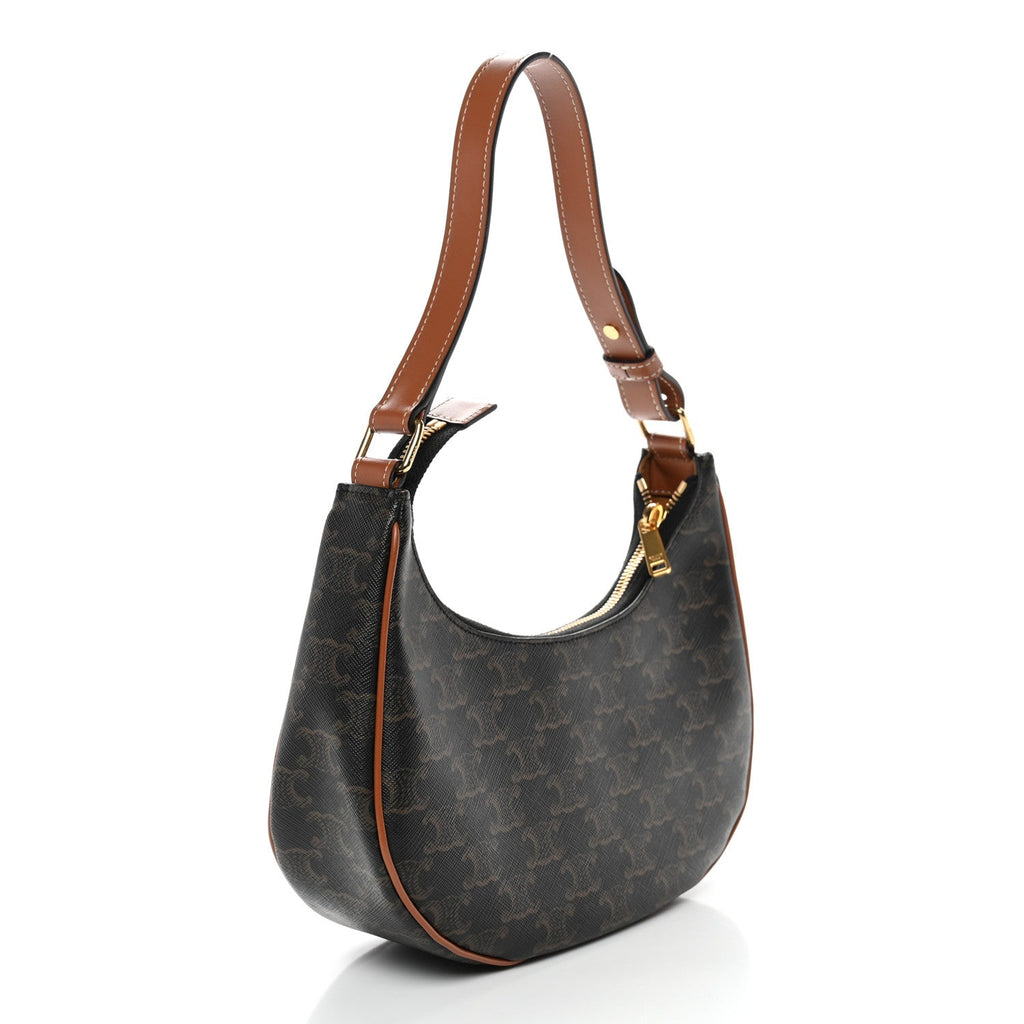 Triomphe Canvas Calfskin Ava Shoulder Bag Tan