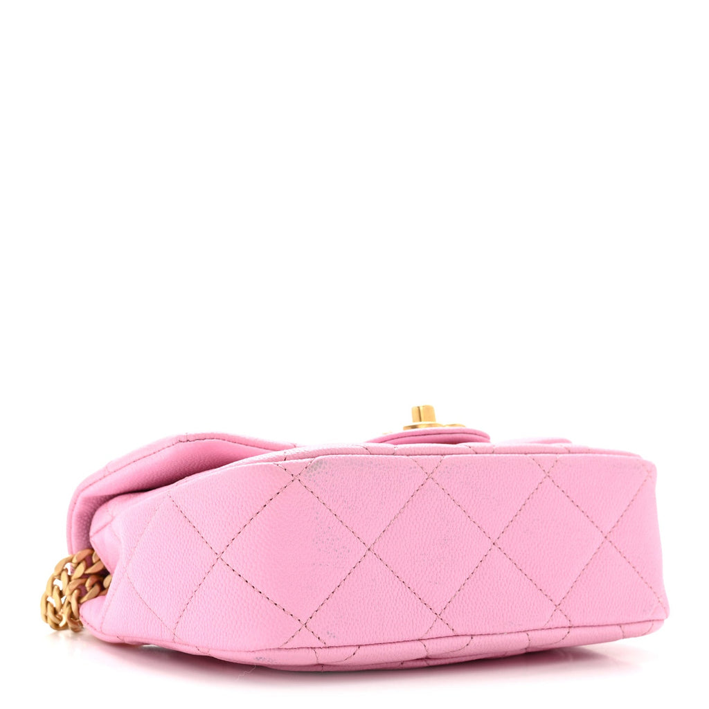 Caviar Quilted Mini Sweetheart Flap Lilac