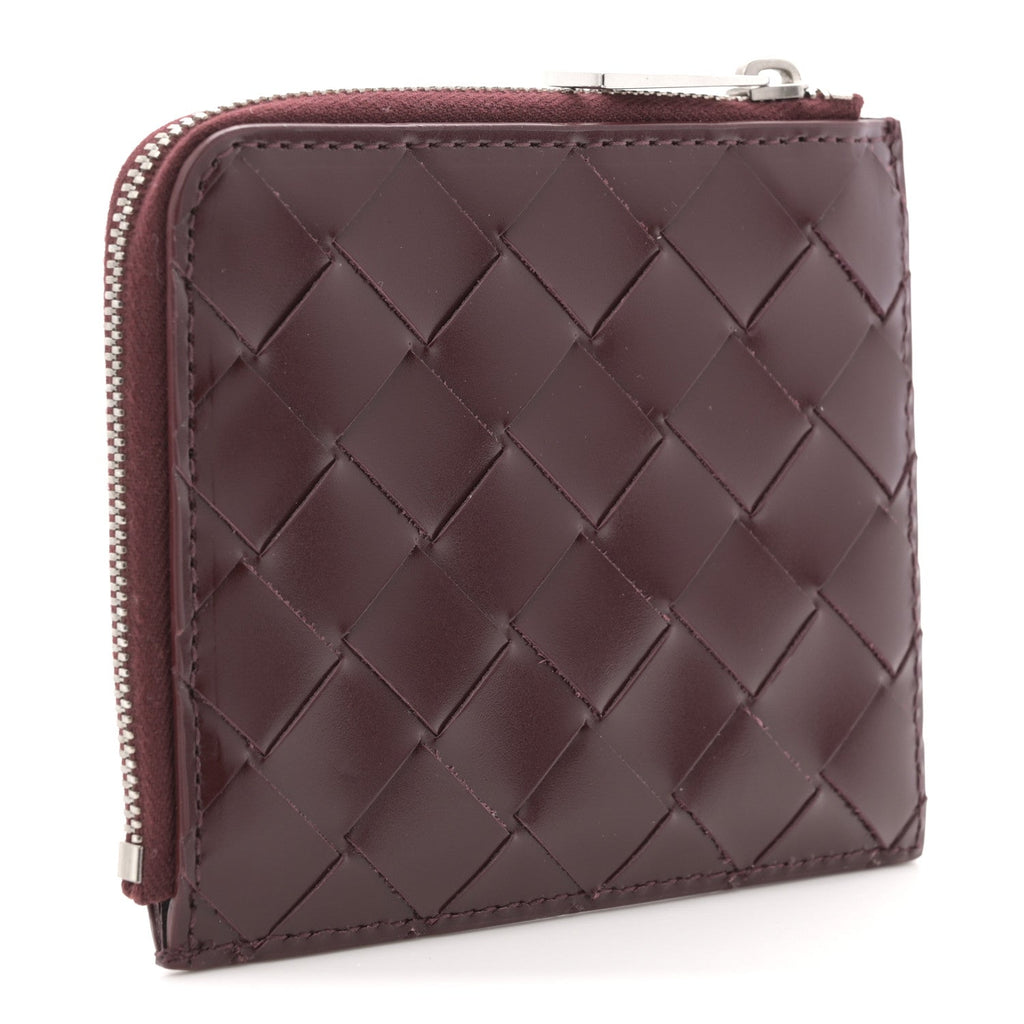 Nappa Intrecciato Square Zip Around Wallet Barolo